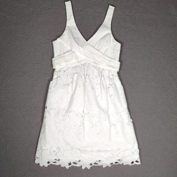 Tibi Southern Belle Dress Mini  White Size 2 Lace Embroidered Coquette Bridal  - Picture 3 of 14